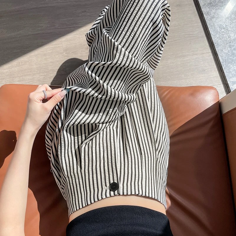 条纹阔腿裤女夏季薄款2025新款高腰显瘦宽松垂感直筒休闲拖地长裤