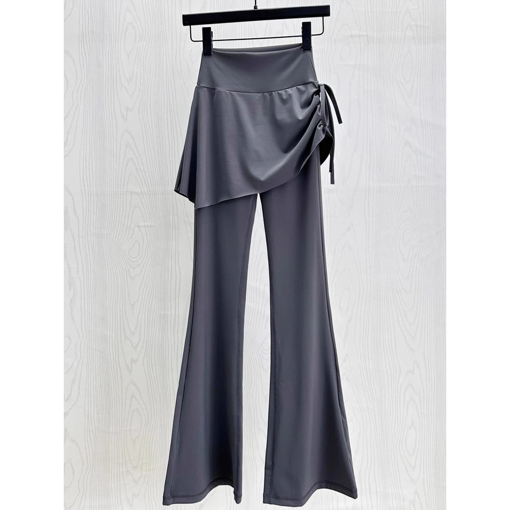 墙裂推荐！巨好看假两件瑜伽喇叭裤女防走光高腰紧身显瘦运动裙裤