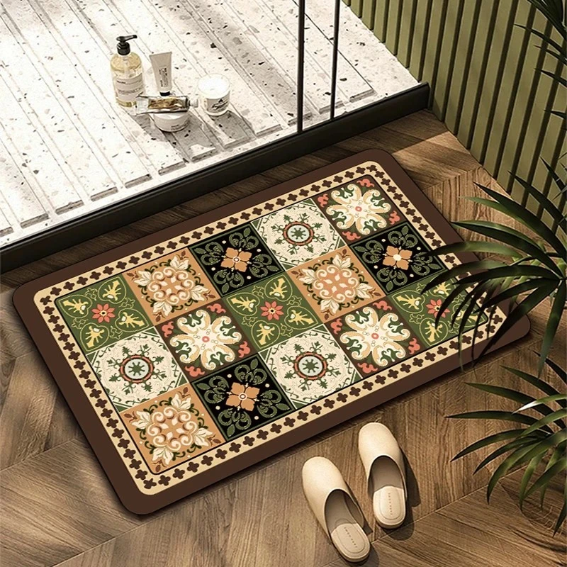 A058【60*90cm】硅藻泥入户门垫喜庆玄关厨房浴室防滑免洗地毯地垫