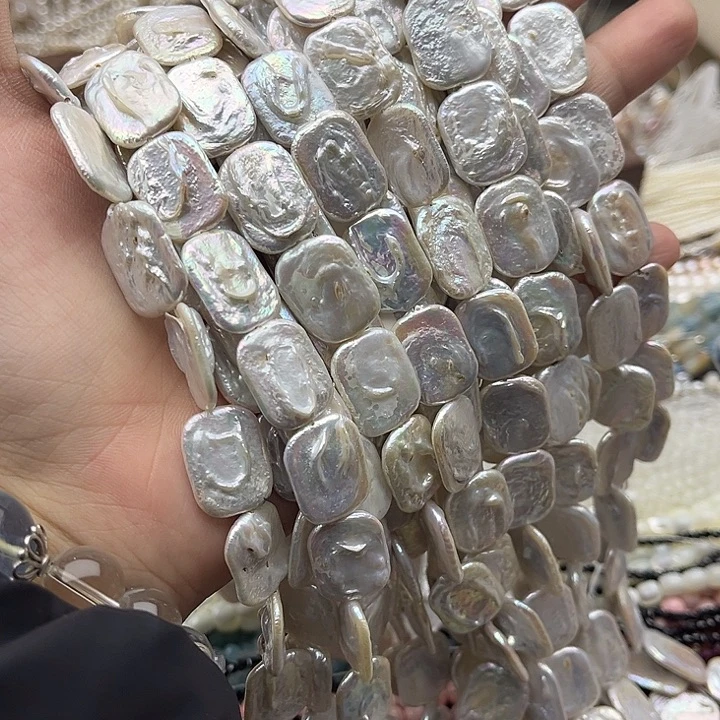 玛瑙/玉髓未镶嵌珠宝半成品一条长方片巴洛克珍珠