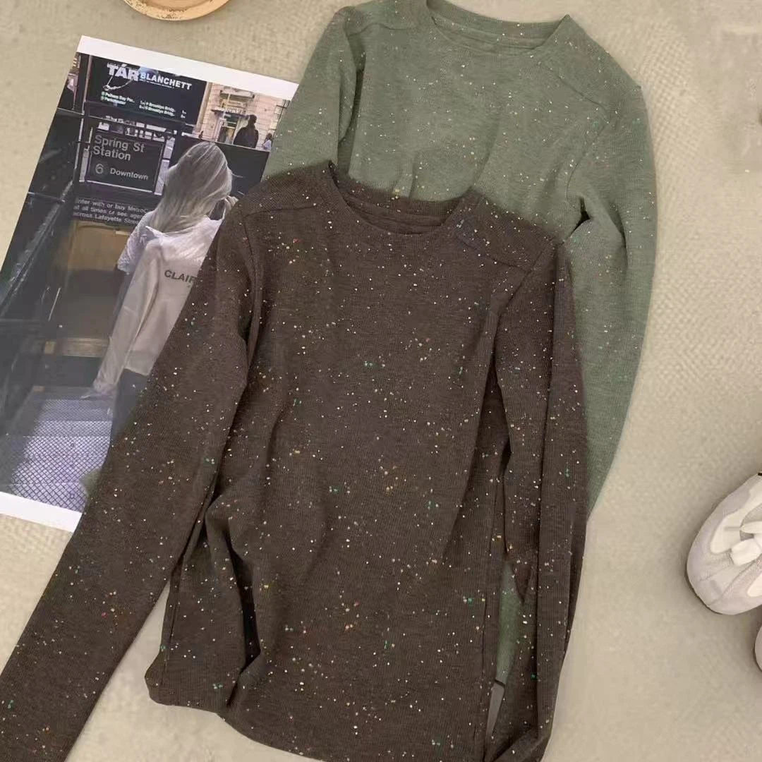 NINI定制款彩点长袖T恤小众韩系洋气款