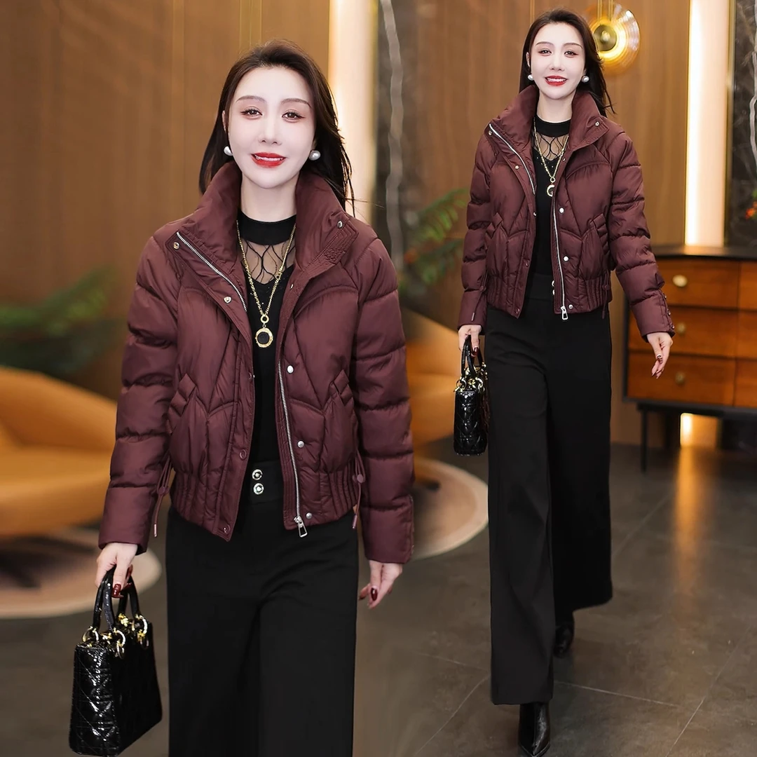 时尚短款休闲棉服女2025冬季新款洋气显瘦百搭保暖立领棉衣外套潮