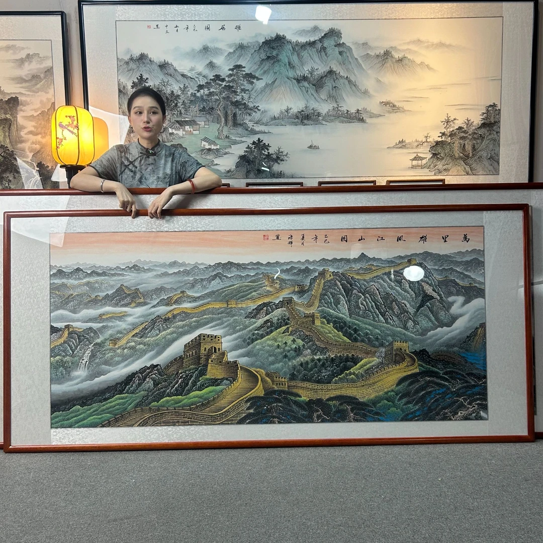 纯手绘-万里雄风江山固（278*118）新中式国画挂画沙发客厅装饰画