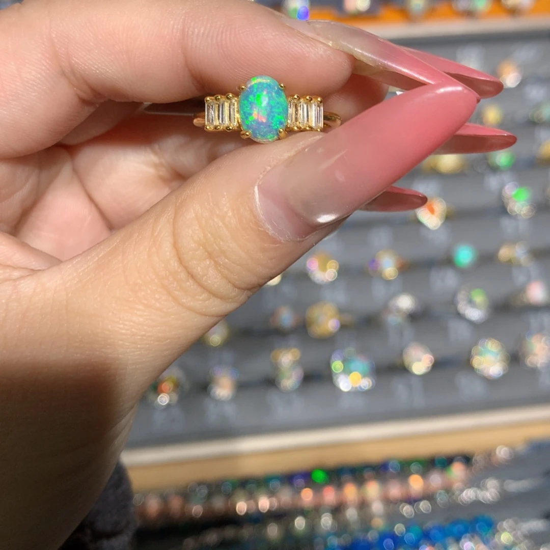 银S925镶嵌欧泊欧泊戒指l