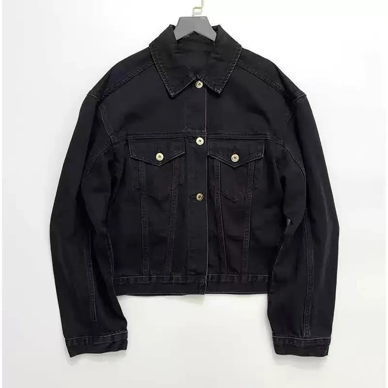 媛媛推荐【自留】时尚休闲百搭黑色春季翻领外套C004