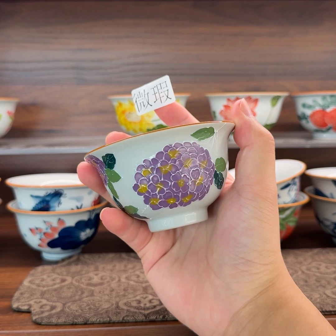 釉下手绘茶具微瑕