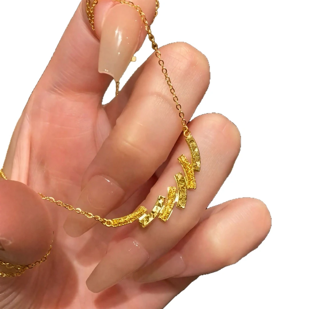 铜合金项链 MOLAMI 镀K金轻奢爆闪碎碎冰海浪六条项链锁骨链