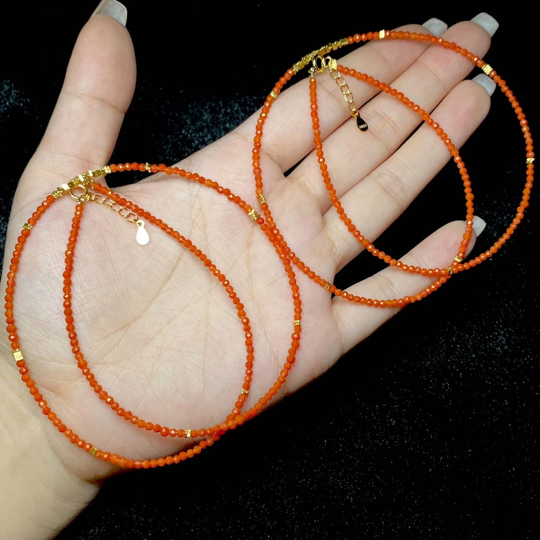 【云上叙】5 V21713-S925银南红DIY项链—多样性发一件-2mm+（东哥）