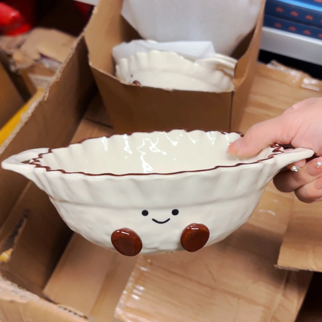 陶瓷可爱豆豆七寸汤饭碗微微瑕