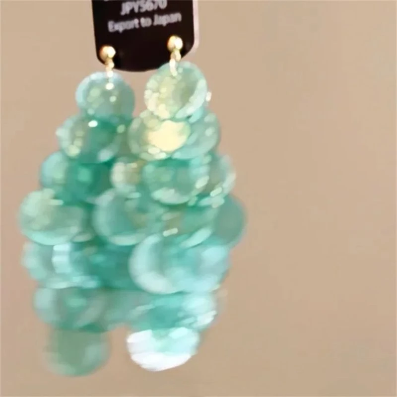 合金耳饰 薄荷之夏~绿色流苏耳环2025新款海边度假风显白高级配饰