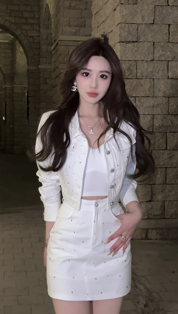 【LS】倾城之恋早春满天星爆闪钻钻牛仔套装(6109)