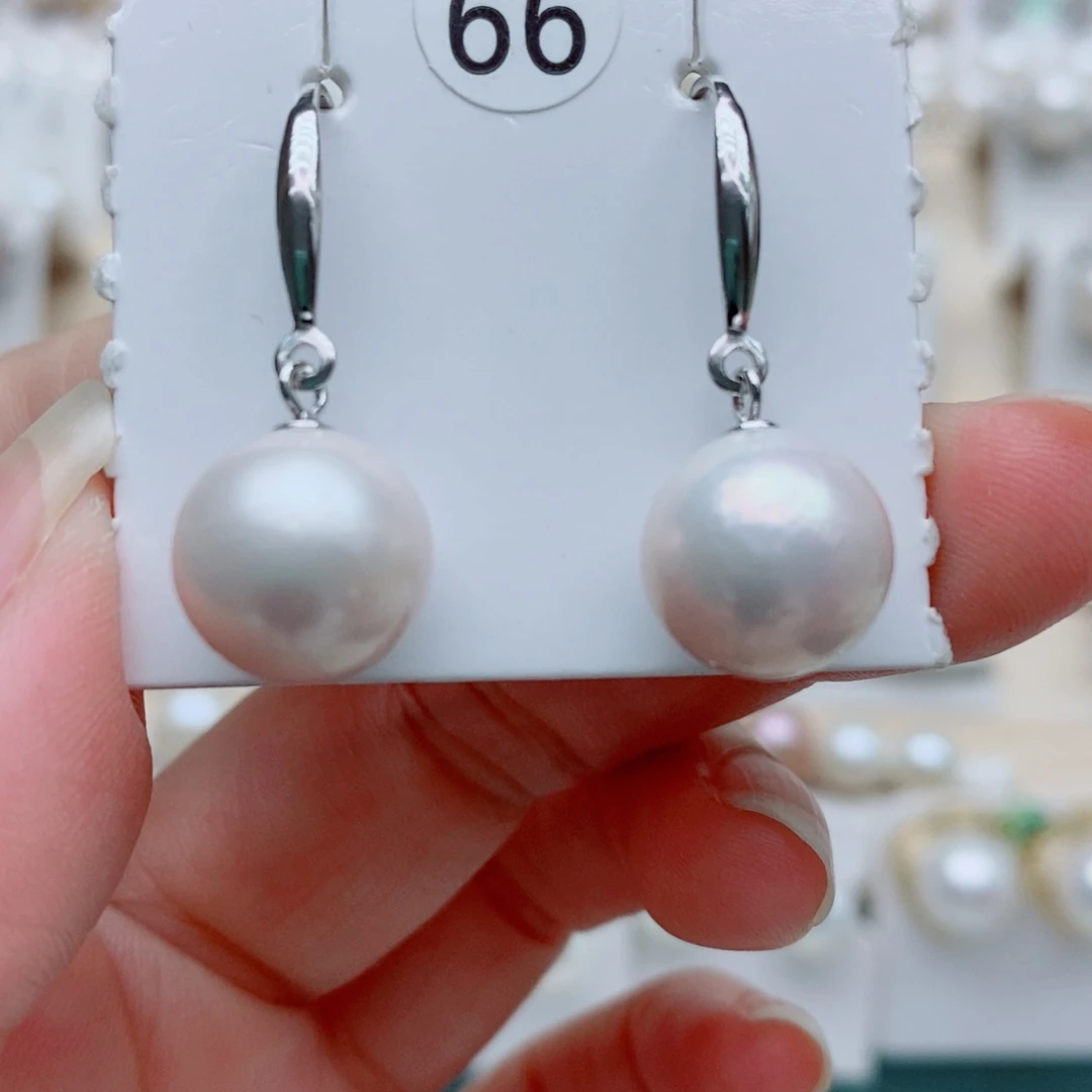 银S925镶嵌淡水珍珠耳饰11.4mm