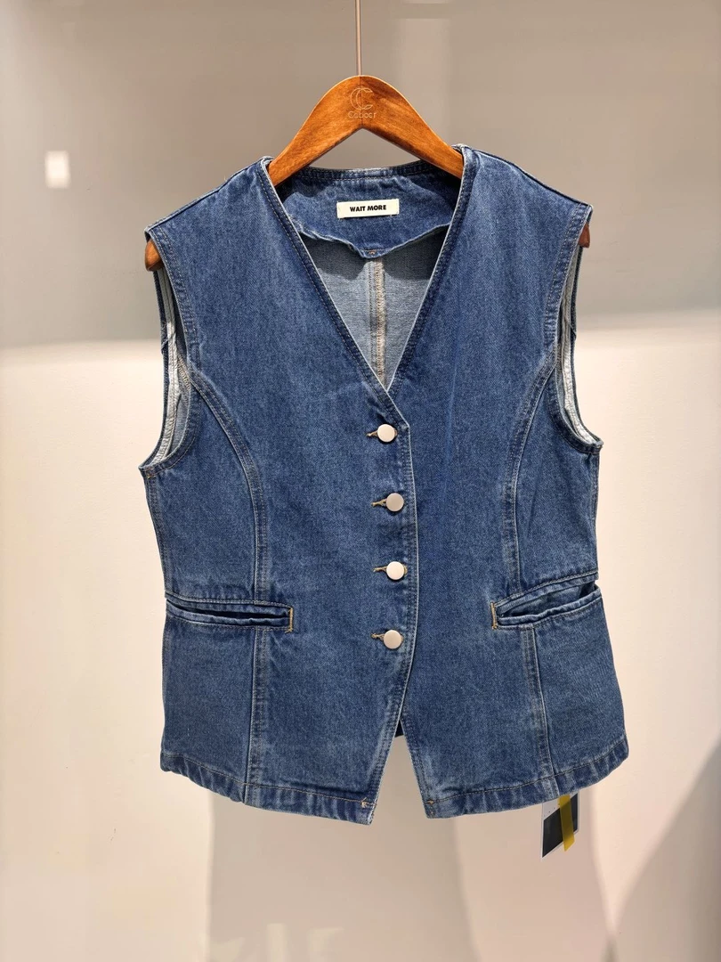 chalan 新款时尚百搭牛仔马甲H25C0253