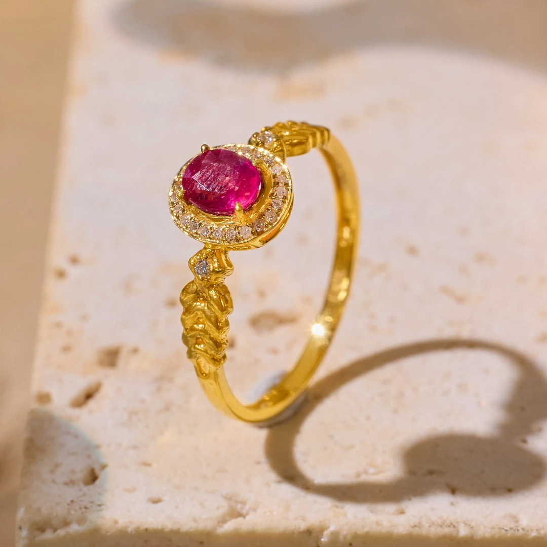 【歪歪】无烧红宝戒指*18K金镶嵌（多样性发一）XB-S9380