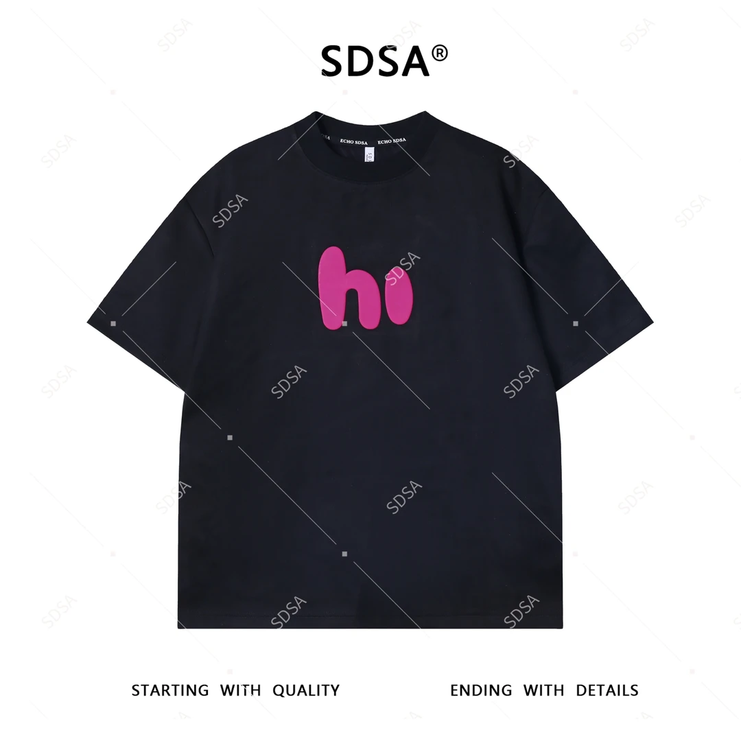 夏季高级感新款男士印花滴胶卡通T恤字母短袖圆领T恤百搭情侣上衣