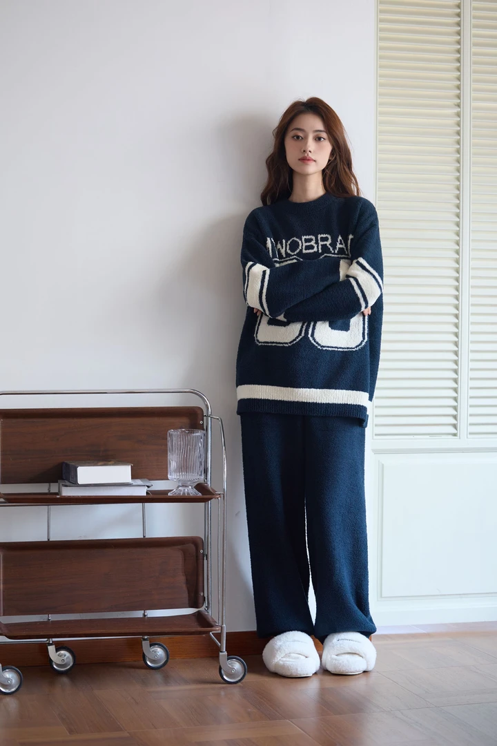 玺秋/新款加绒加厚半边绒家居服秋冬保暖亲肤睡衣宽松套装1235