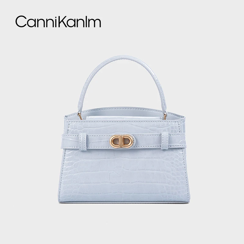 CanniKanlm官方正品鳄鱼纹手提凯莉包女2025新款高级感单肩斜挎包
