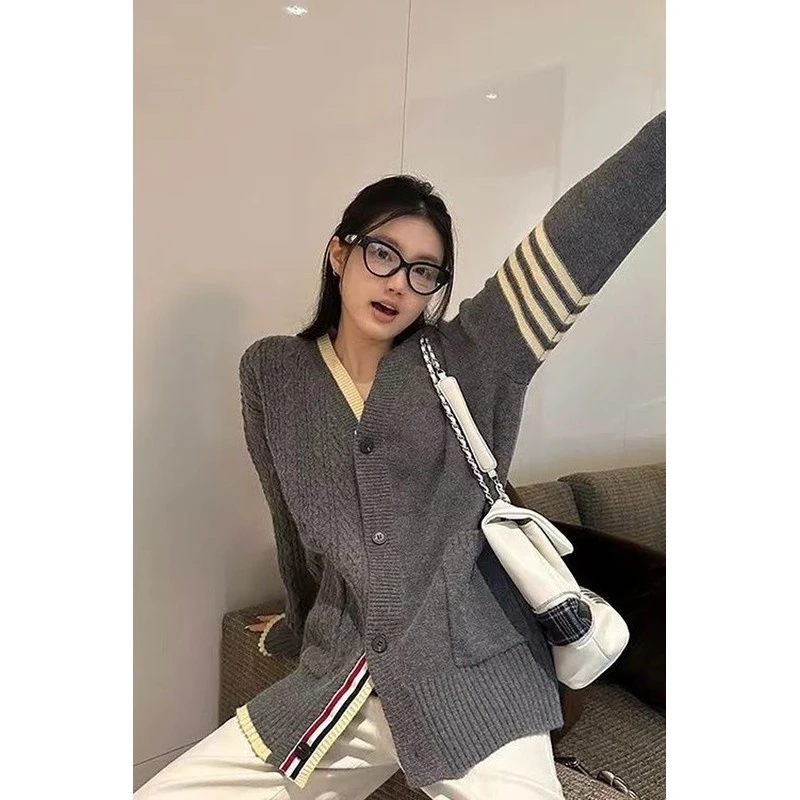 2025新款毛衣慵懒针织衫外套开衫小众季气质学院外穿显瘦毛微胖