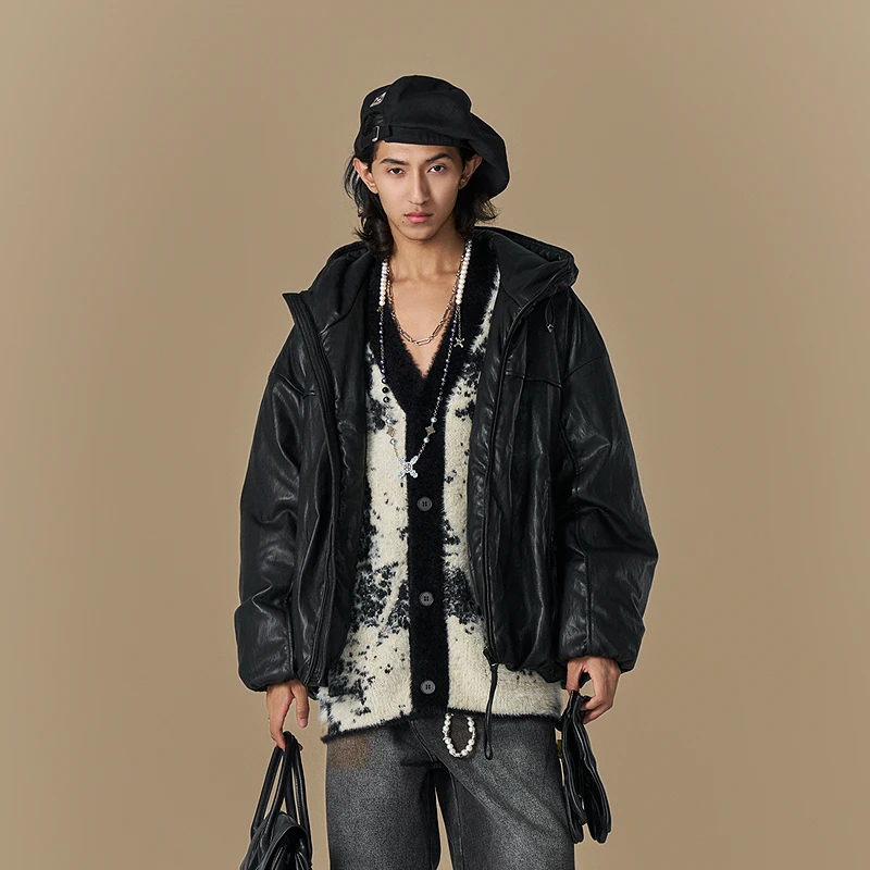 【小煤球系列】【INXX】街头风纯色羽绒服亮面连帽宽松情侣XRF4156194