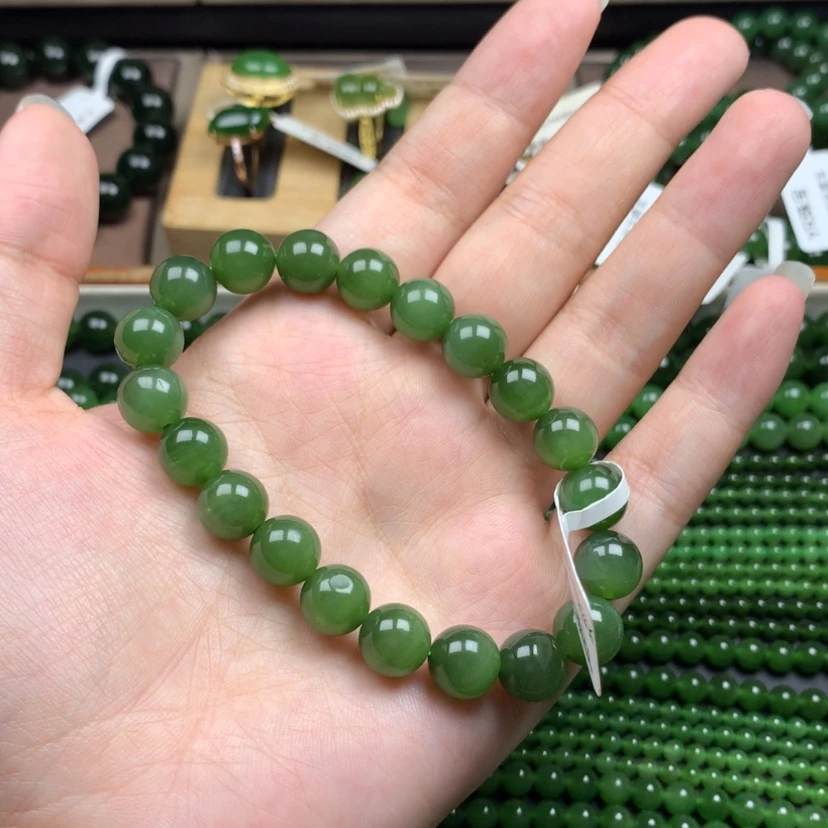 【闪购商品】未镶嵌手串和田玉（碧玉）10m微猫眼