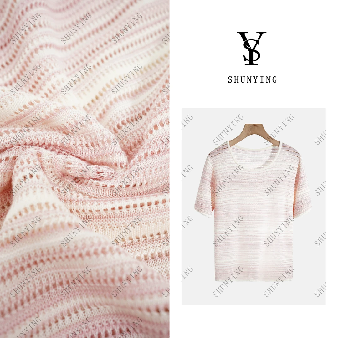 【仟娜】轻盈透气~时尚圆领渐变拼色宽松显瘦短袖T恤SY72T66376