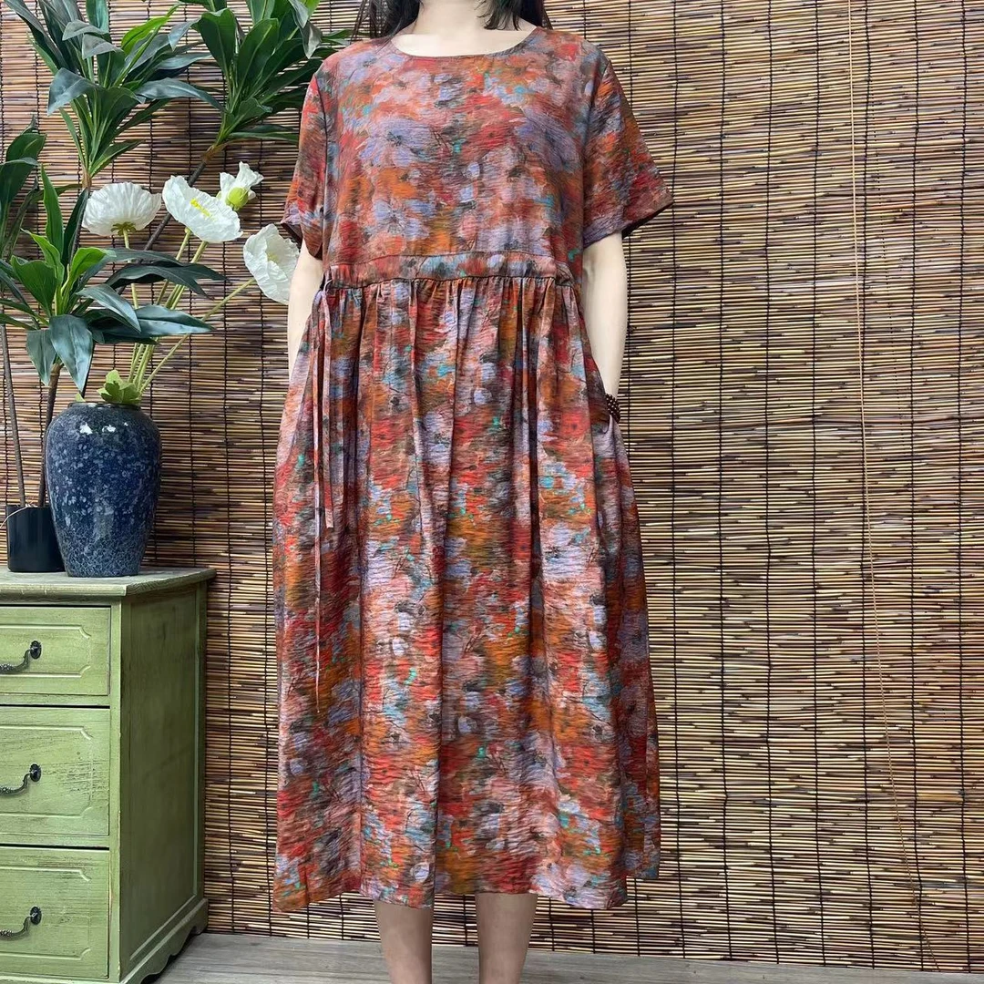 1651新款春夏洋气显瘦减龄遮肉连衣裙碎花裙QZ