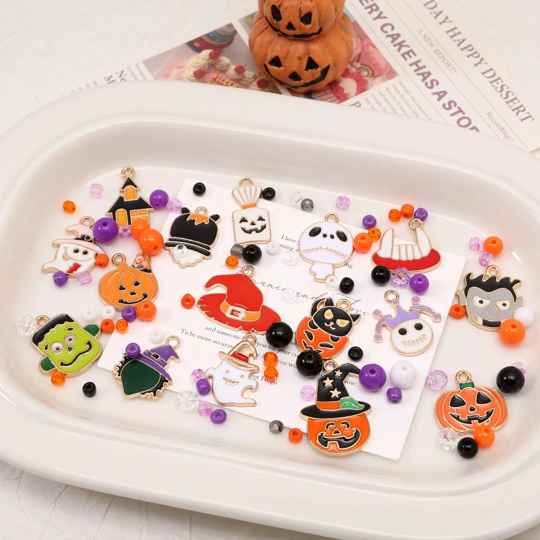 万圣节卡通吊坠散珠子 DIY手工制作串珠手链项链挂件饰品配件材料