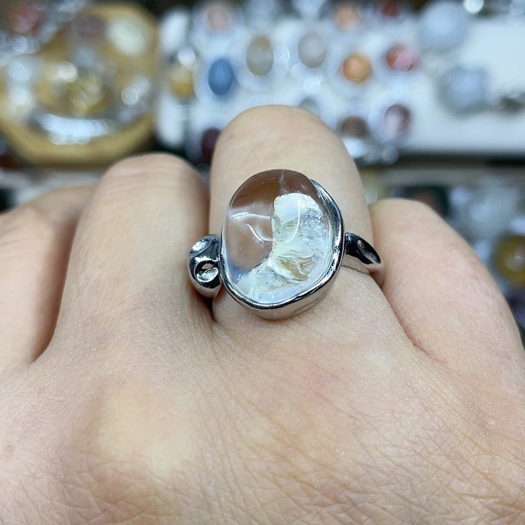 【闪购商品】银S925镶嵌珠宝半成品水晶戒指