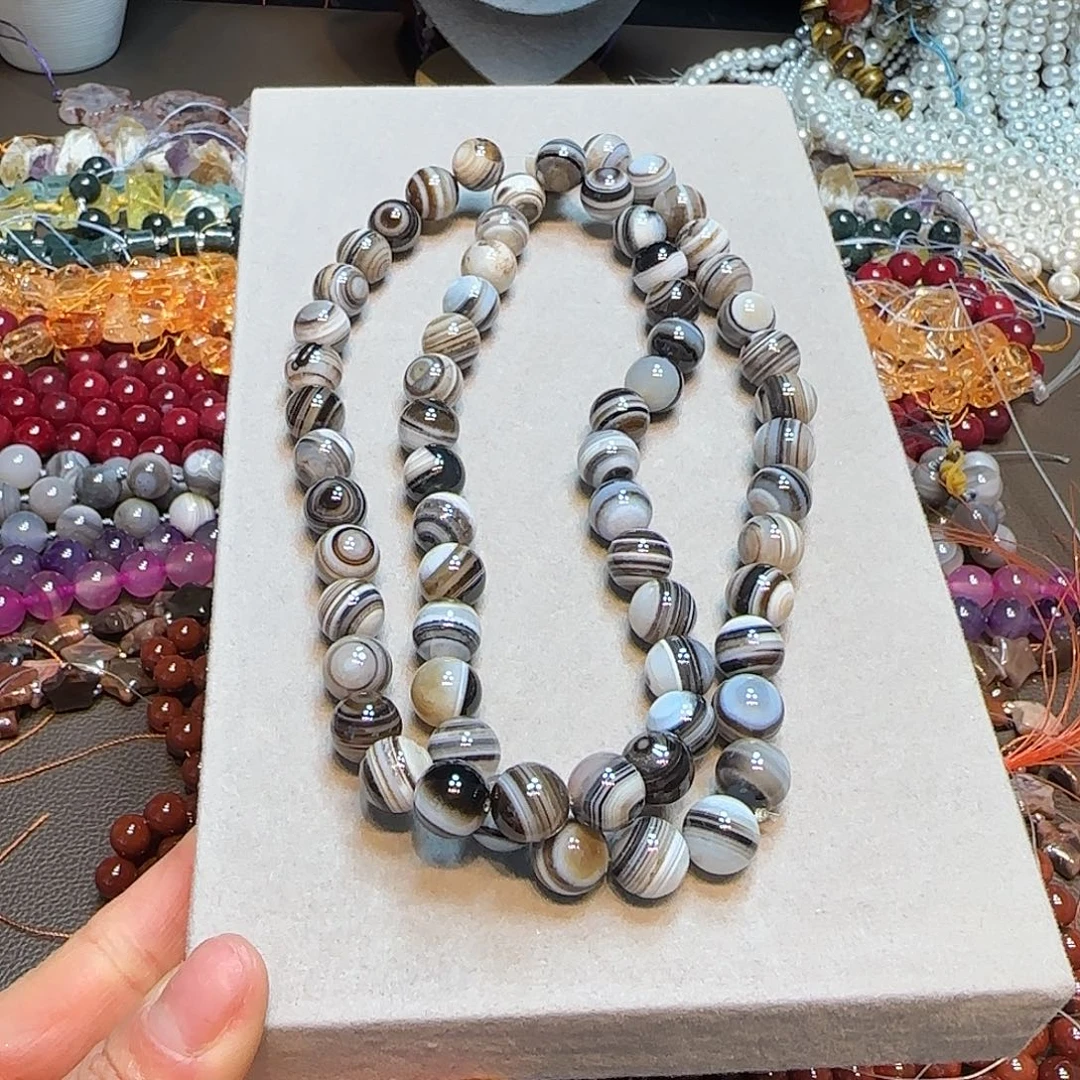 玛瑙/玉髓合金珠宝半成品美拉德蚕丝一条12mm