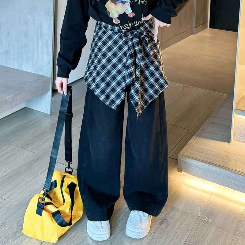 女童裤子春秋款2025新款儿童宽松阔腿裤大童女孩韩版休闲直筒长裤