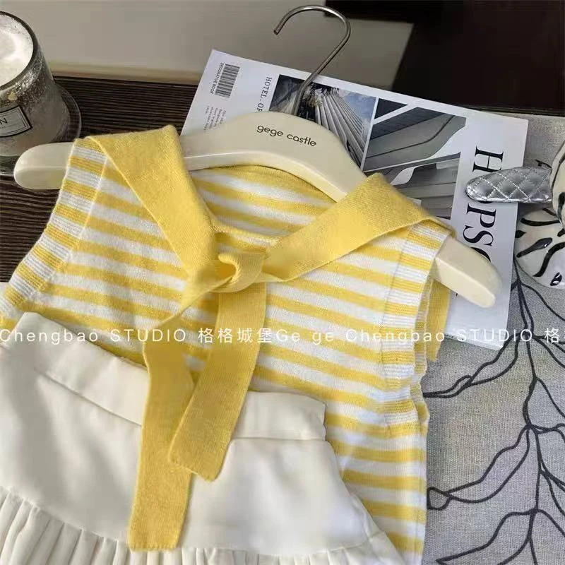 【67】-女童学院风套装夏季2025新款儿童服装卡通两件套6【86】