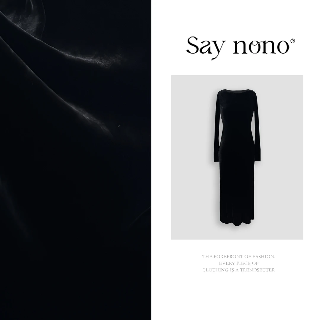 懒猫nono│Saynono2 时尚高级真丝丝修身包臀复古连衣裙H98111X