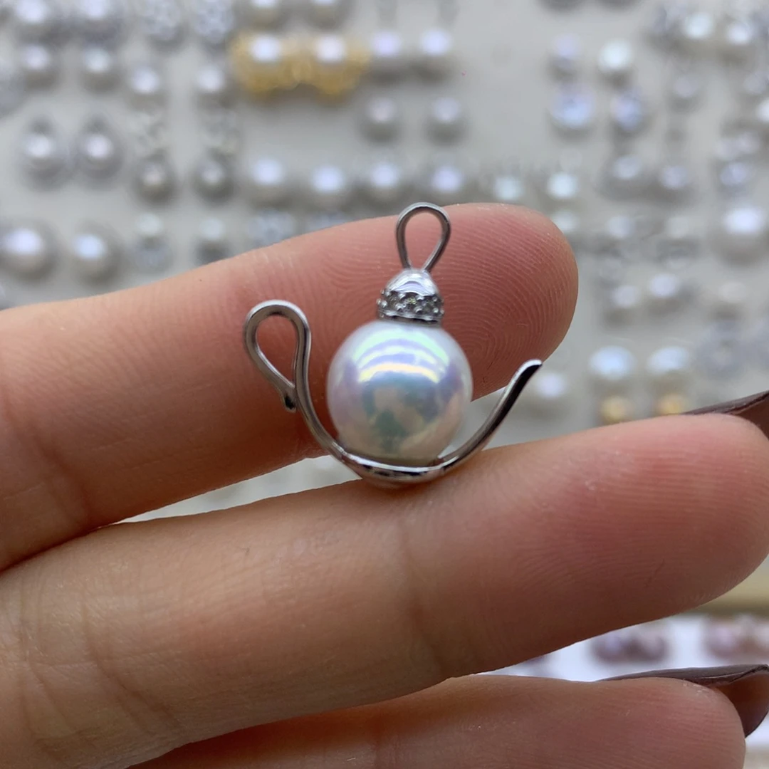 淡水珍珠吊坠(不含链)银S925镶嵌我****好