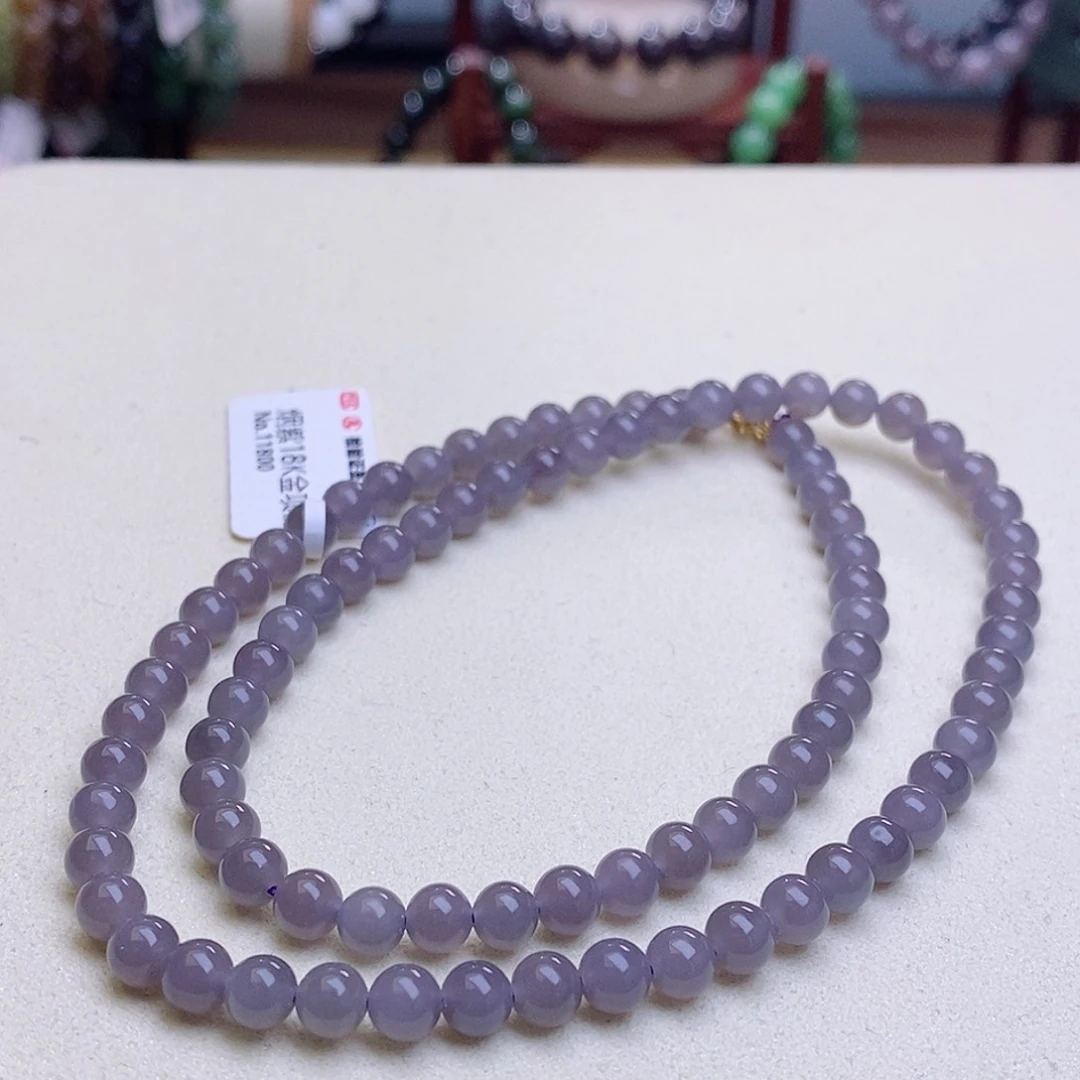 和田玉未镶嵌颈饰高冰浓烟紫金镶项链5.5MM