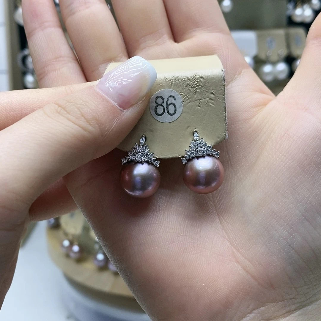 淡水珍珠耳饰银S925镶嵌