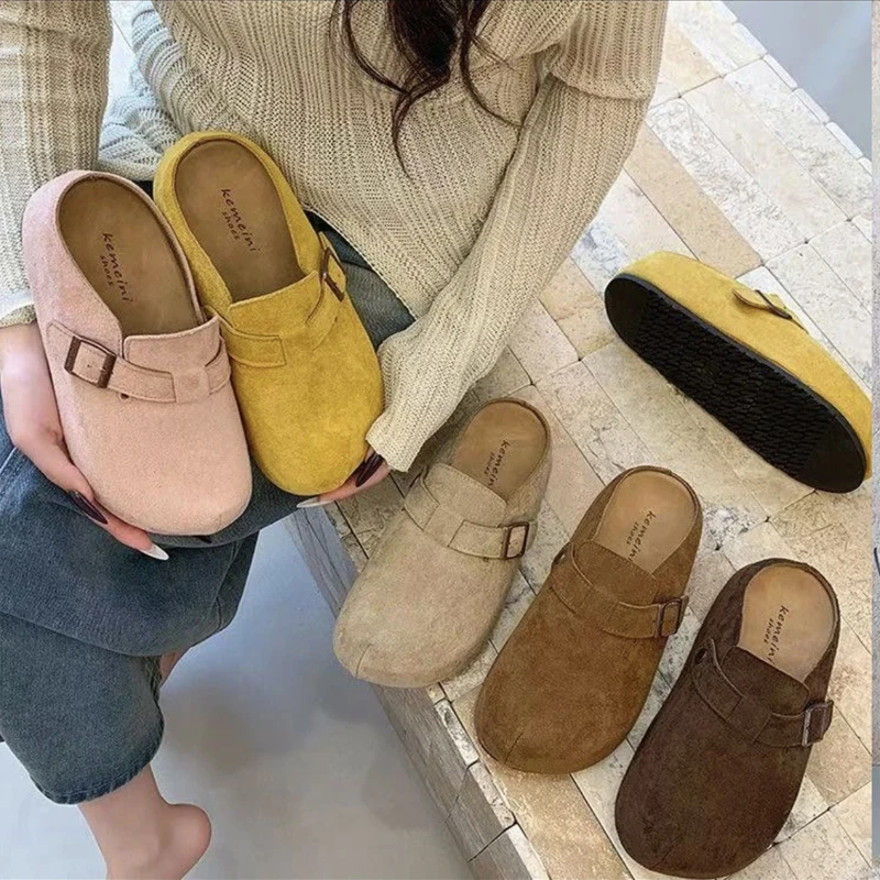 厚底勃肯鞋一脚蹬懒人鞋包头半拖鞋女2025新款外穿森系内增高单鞋