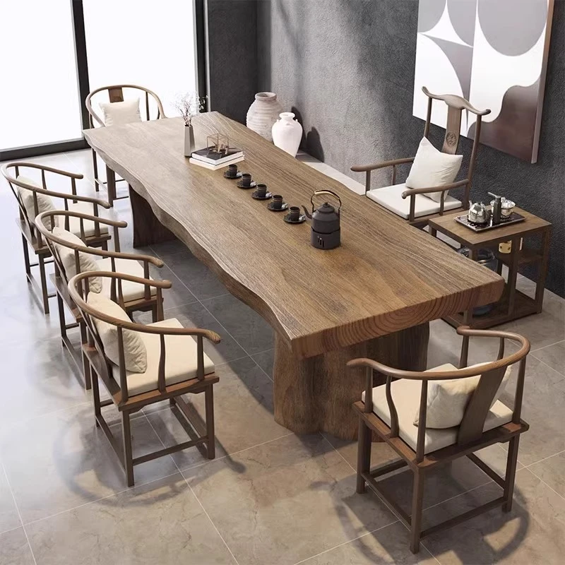 实木大板茶桌组合现代办公室功夫茶台加厚新中式阳台大板茶桌套装