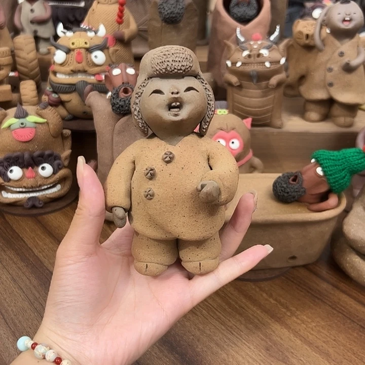 紫砂茶宠小女孩摆件高温烧制