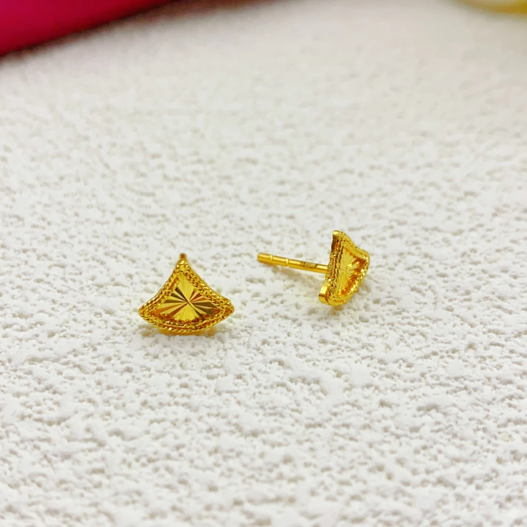【木韵阁】足金999 5G黄金镭射裙子耳针时尚黄金时尚百搭 1.21