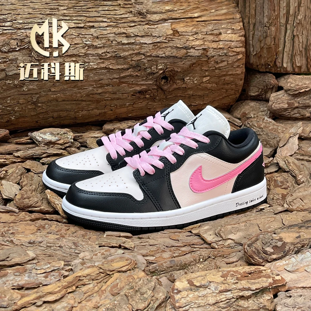 Air Jordan1 AJ1定制款黑粉熊猫雾野樱花女款潮鞋运动板鞋