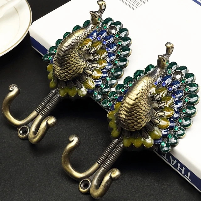 窗帘挂钩墙钩现代简约固定壁钩窗帘绑带绑绳配件辅料五彩孔雀钩