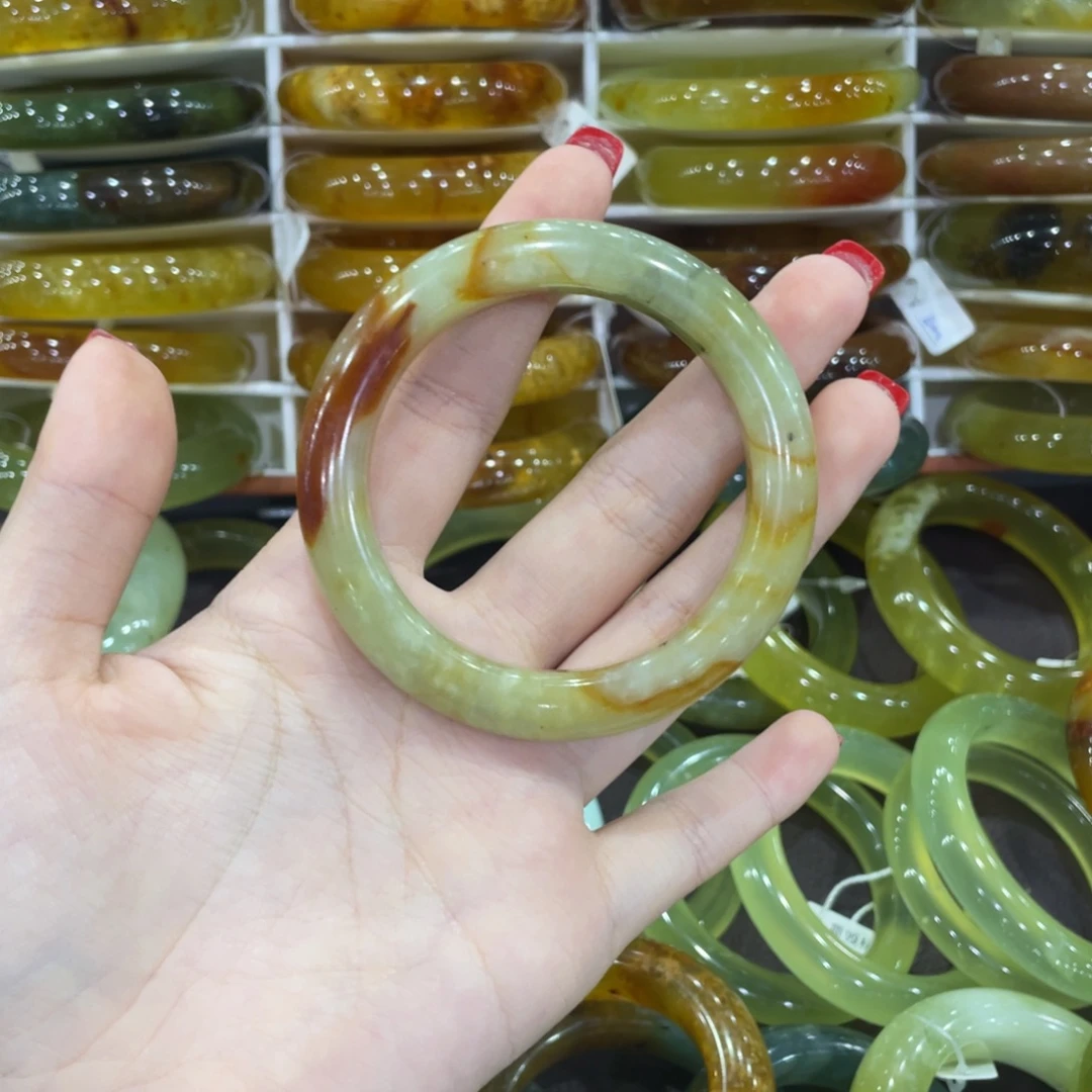 梦***呐未镶嵌蛇纹石玉手镯