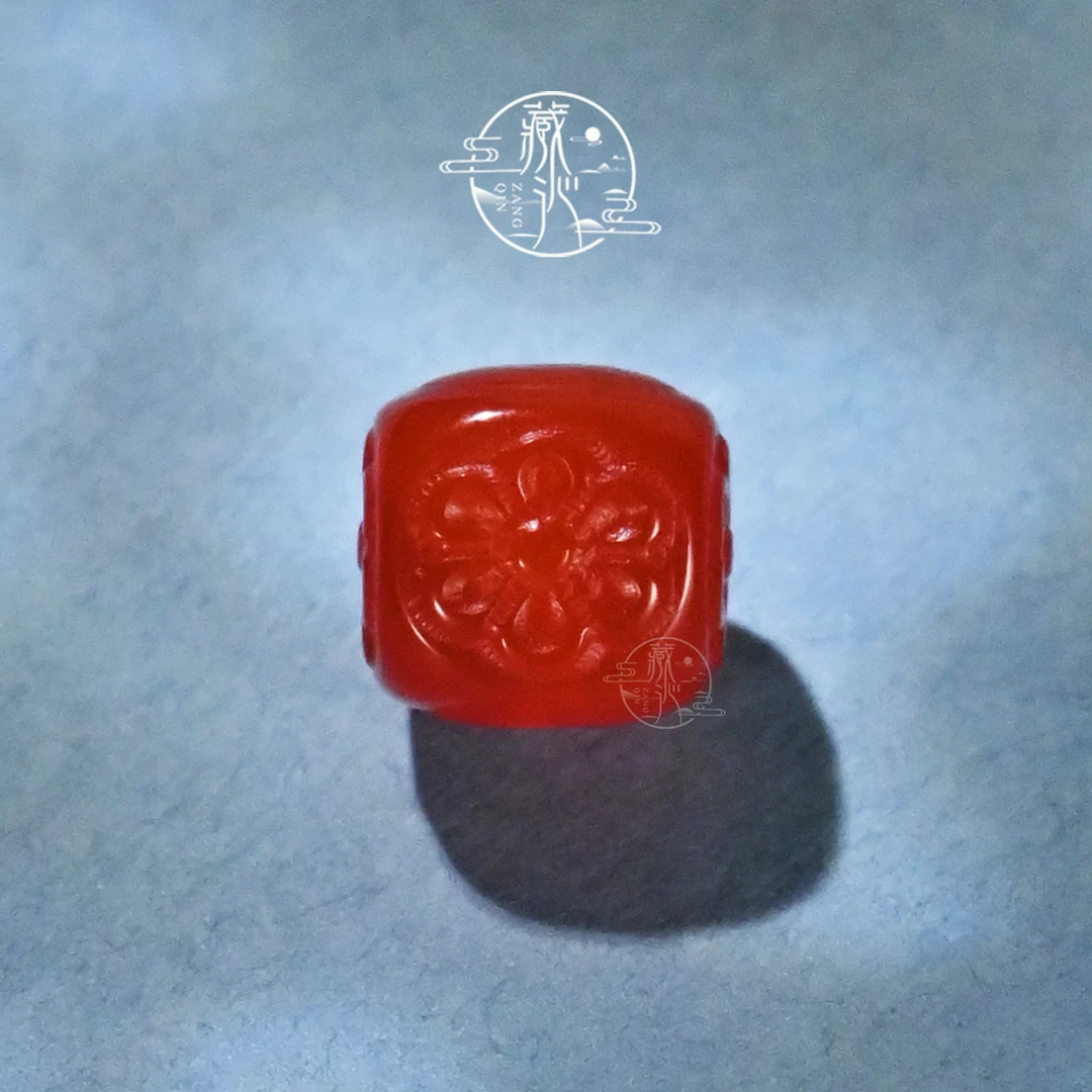 8MM红玛瑙格桑花方珠文玩手串配饰单珠DIY散珠子手链搭配隔珠顶珠