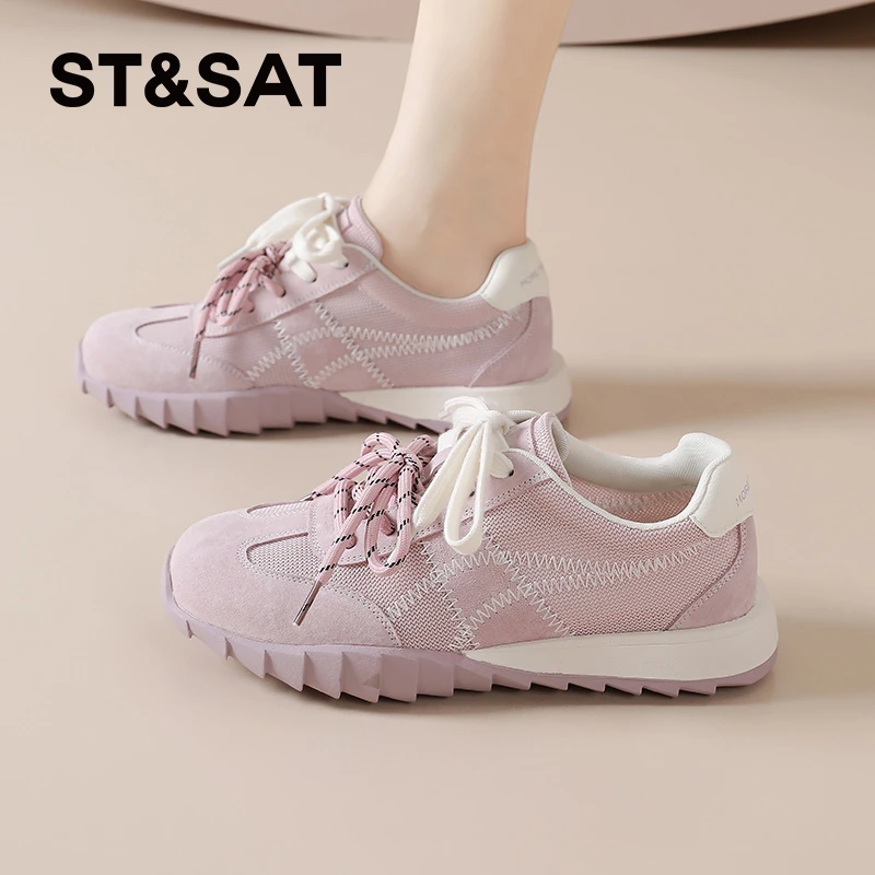 星期六多巴胺德训鞋女2025夏季爆款网面透气阿甘鞋户外登山运动鞋