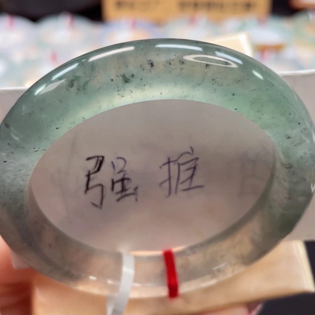 未镶嵌手镯翡翠55.2冰玻璃半山茶绿对标百万种水42号