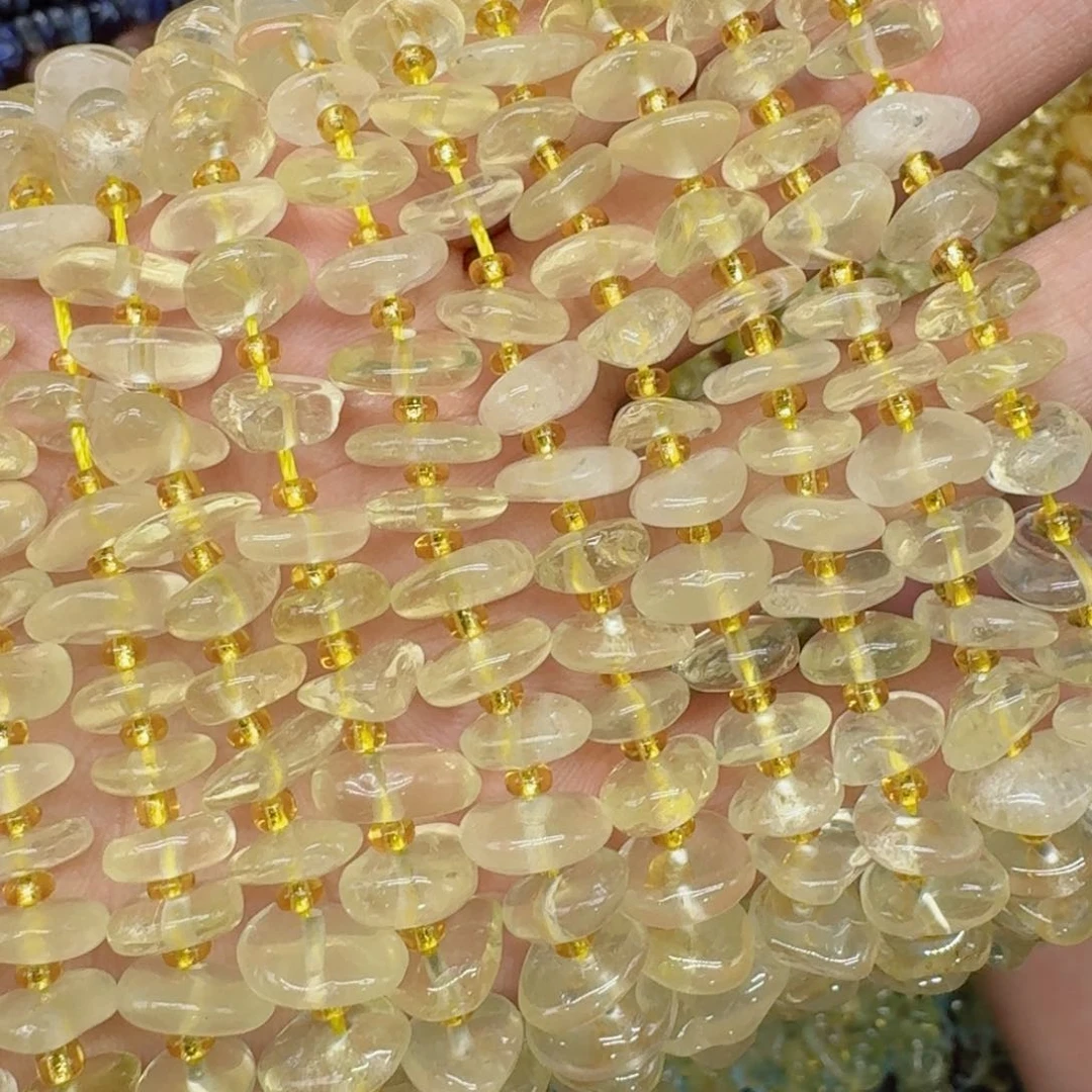 玛瑙/玉髓合金珠宝半成品柠檬晶随型隔片一条