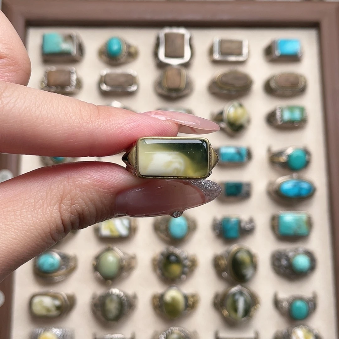 蜜蜡银S925镶嵌戒指