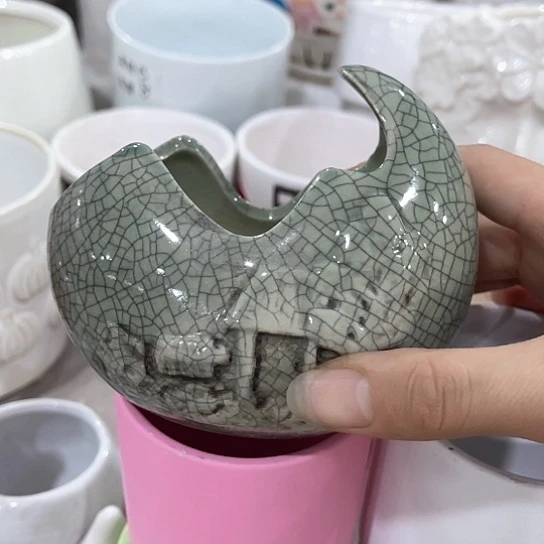 多肉绿植陶瓷花盆9.9包邮，有孔