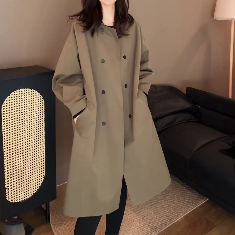 高级感超好看冷淡气质慵懒风衣女2025秋季新款大衣超长款翻领外套