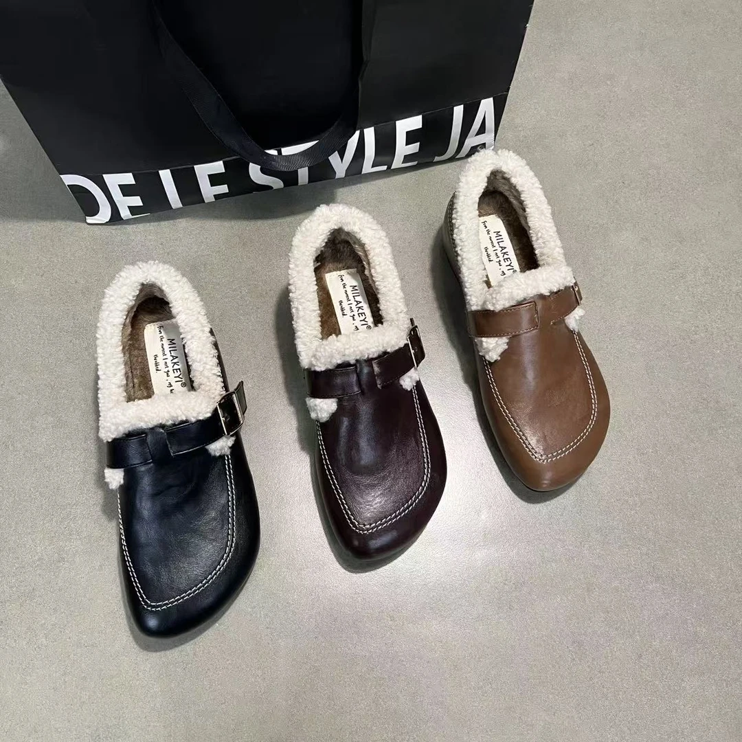 内增高3CM 2025年冬季皮面一字扣百搭网红爆款新款日常芒果头单鞋